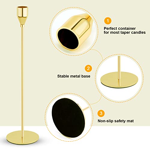Gold Candlestick Holder Set of 12 for Taper Candles, Decorative Candle Holders Bulk Candle Stick Holders Taper Candle Holders for Table Centerpiece Wedding Dinning Party Anniversary Home Decor - color: Gold