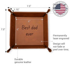 Personalized Valet Trays, Custom Engraved Leather Keys Tray for Men - Catchall Tray Organizer for Entryway Table, Unique Dad Birthday Gift from Daughter Son, Father Day (Custom Text) - color: Custom Message