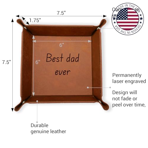 Personalized Valet Trays, Custom Engraved Leather Keys Tray for Men - Catchall Tray Organizer for Entryway Table, Unique Dad Birthday Gift from Daughter Son, Father Day (Custom Text) - color: Custom Message