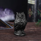 Nupuyai Hand Carved Horned Owl Statue for Home Decor, Natural Black Obsidian Crystal Figurine Stone Sculpture Decoration for Fengshui - style: Horned Owl