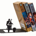 Renovatio Black Metal Bookend – Cute, Unique, Geeky Decor for Home, Office & Kids Room – Heavy Duty, Non-Slip Minimalist Bookends for Shelves – Mercenary & Baby - style: Mercenary
