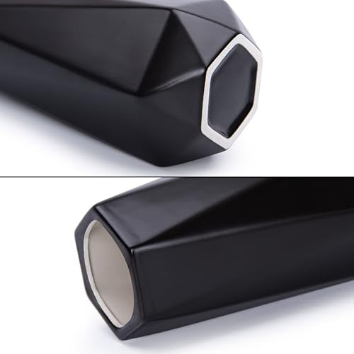 D'vine Dev 8 Inch Matte Black Ceramic Vase, Geometric Handmade Craft Flower Vase with Design Box Packaged, VS-GM-MB-8 - color: Matte Black, size: 8 Inch