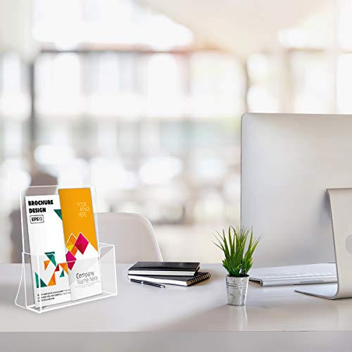 NIUBEE 6 Pack Acrylic Brochure Holder 8.5 x 11 inches, Clear Acrylic Literature Holder Plastic Flyer Display Stand, Acrylic Countertop Organizer for Magazine, Pamphlet, Booklets, Menu, Journals - size: 8.5" x 11", style: 6 Pack