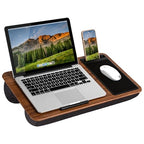 LAPGEAR Home Office Lap Desk with Device Ledge, Mouse Pad, and Phone Holder - Espresso Woodgrain - Fits up to 15.6 Inch Laptops - Style No. 91575 - color: Espresso Woodgrain, size: Home Office