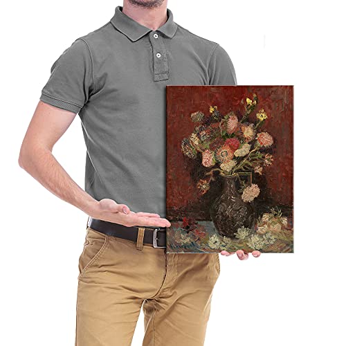 Wieco Art Vase with Chinese Asters and Gladioli by Van Gogh Famous Oil Paintings Reproduction Modern Abstract HD Canvas Prints Wall Art Flowers Artwork Pictures for Bedroom Kitchen Home Decorations - size: 16"L x 12"W