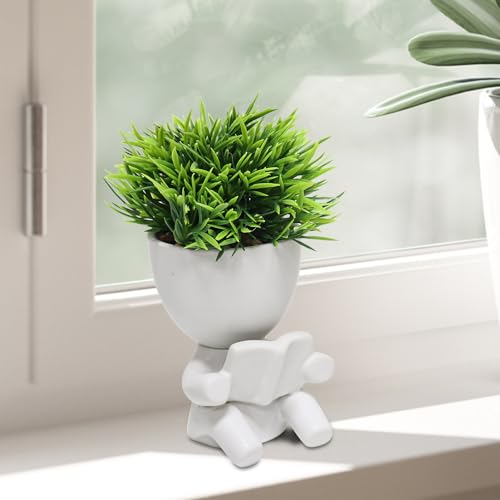 Zerzsy Fake Succulent, Mini Succulents Plants Desk Plant for Office Decor for Women, Cute Fake Plants Bathroom Decor - Set of 2 - color: Whtie