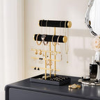 Lolalet Bracelet Display Stand Necklaces Holder, 5 Tiers Jewelry Organizer and Storage Rack with Velvet Slot and Metal Base, for Women Bangles Watches Ring Earrings -Black - color: Black