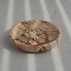 Nawgnail Natural Travertine Marble Jewelry Dish 5.5", Trinket Dish for Ring Earring, Gift for Woman Daugther(Pink Marble) - color: Pink Marble