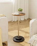 Masupu Drink Table, Round Side Table for Small Spaces, Pedestal Small End Table with Metal Base, for Living Room, Bedroom, Bathroom, Rustic Brown - color: 05.rustic Brown