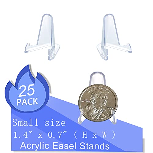 25 Packs(1.4 Inch) Acrylic Easel Stands Display Stands/Plate Stands Coin Display Easel Holder for Air-Tite Coins Pocket Watches Capsules Challenge Medals Casino Chips , Photo Display,Baseball Sports - size: 25 PCS / 1.4"