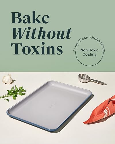 Caraway Non-Stick Ceramic Baking Sheet - Naturally Slick Ceramic Coating - Non-Toxic, PTFE & PFOA Free - Perfect for Baking, Roasting, and More - Medium (15" x 10") - Slate - color: Slate, size: Medium 10" x 15"