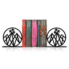 Celestial Mountain Bookends - Heavy Duty Metal Shelf Decor for Fantasy Book Lovers, Starlight Night Inspired Study Rooms, Office Decor & Bookish Gifts
