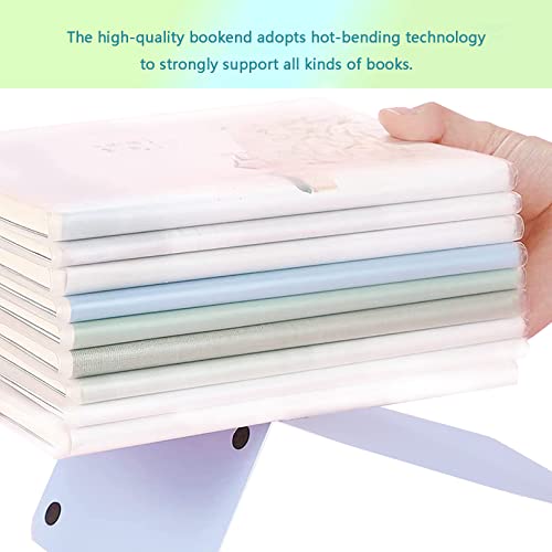 Metal Bookends,4 Pairs/8 Pieces Heavy Duty Bookends for Shelves Heavy Books, Anti-Slip Design Book Stopper for Magazines, DVDs, Kids, Girls(8 x 5.3 x 4 inches)