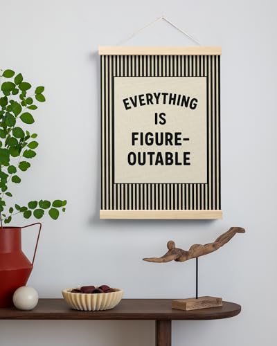 FGFK Everything Is Figureoutable Positive Affirmations Wall Art Poster Hanger Frame, Retro Black Inspirational Canvas Prints Framed Wall Decor for Office Classroom Home Bedroom, 12x16 Inch - color: Retro Black