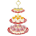 BACUTHY 3 Tier Cupcake Stand Holder, Plastic Cup Cake Stand Tower with Tiered Serving Tray for Cupcakes, Donuts, Fruits and More, Red - color: Red