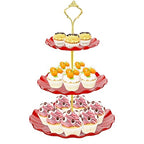 BACUTHY 3 Tier Cupcake Stand Holder, Plastic Cup Cake Stand Tower with Tiered Serving Tray for Cupcakes, Donuts, Fruits and More, Red - color: Red