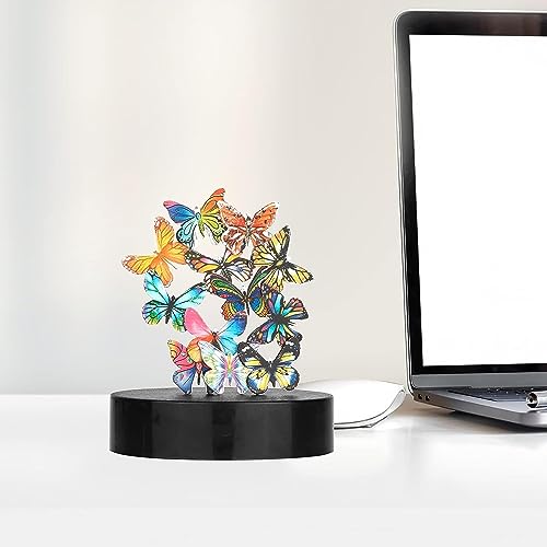 Desk Toys for Office for Adults Desktop Magnetic Butterflies Sculpture Desk Decorations for Women Office (Circular Base) - size: Circular Base