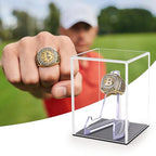 Hooqict Championship Ring Display Case Clear Acrylic Ring Case Display Box UV Protected with Base for Sports Baseball Softball Football Single Ring Coin Holder Stand - size: 1 Pack