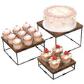 ELITEROO Buffet Risers and Stands, 3 Tier Wood Display Risers, Cake & Cupcake Stands, Dessert Table Display Set, 3Pcs Cube Display Base for Wedding Birthday Party Decor, Rustic Brown, 6"x7"x8" - size: 6"x7"x8"