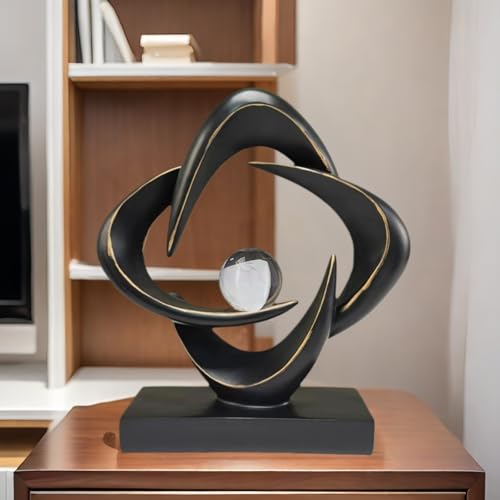 Modern Home Decor Abstract Decorative Sculpture Decorations for Living Room Dining Room Office, Resin Art Statues Coffee Table Bookshelf Decor Accents (Black) - color: Black