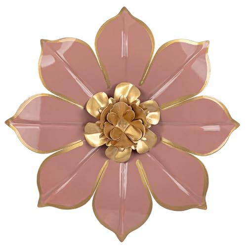 10" Metal Flowers Wall Decor, Pink & Gold 3D Floral Metal Wall Art Decor for Inoor & Outdoor Use, Vintage & Modern Walls Arts for Bathroom, Living Room, Bedroom, Office, Garden, Patio, Porch, 1 Piece - color: # 1 Pink