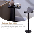 Drink Table, Small Pedestal Side Table, Cocktail Martini Tables Drink Stand, Modern Square Tiny Accent End Table with Metal Base for Small Spaces Living Room Bedroom Office Bar (Black) - color: Black