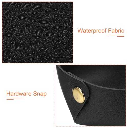 uxcell 2 Pcs Valet Tray for Women and Men, PU Leather Jewelry Tray Entryway Table Bedside Nightstand Catchall Storage Organizer for Jewelry Key Coin Watch Wallet (2 Size, Black) - color: Black