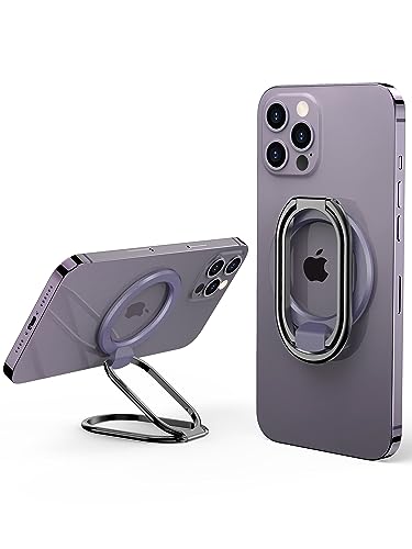【2025 Upgraded】 Mag Safe Phone Ring Holder, SUPERONE Adjustable Magnetic Kickstand & Removable Phone Grip Compatible with Wireless Charging Only for iPhone 17 & 16 & 15 & 14 & 13 & 12 Series - Purple - color: Purple