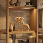 Dog Sculpture & Man Statue - Cute Home Decor Accents, Sandstone Dog Decor for Shelf, Office & Living Room, Thoughtful Memorial Gift for Pet Lovers