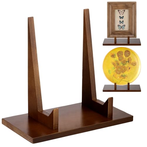 RattanView 1 Pcs Wood Plate Stand for Display 10.6 Inch Plate Holder Display Frame Picture Photo Card Tabletop Decorative Stand - size: 12 Inch
