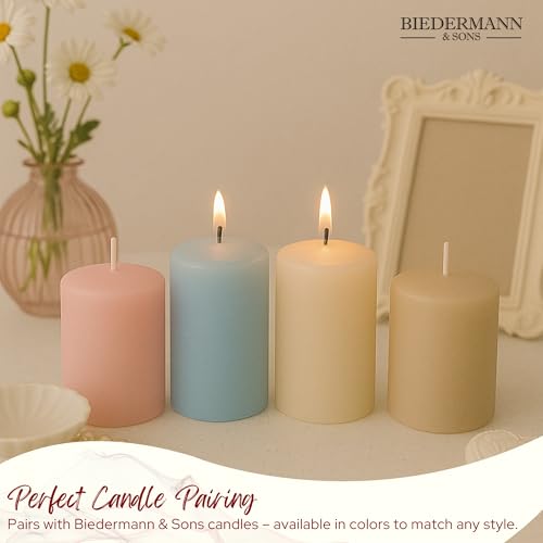 Biedermann & Sons Washed Wooden Pillar Candle Holder, White, 10 Inch Tall, Fits Up to 3 Inch Pillar Candles, Decorative Candle Pedestal for Shelves and Centerpieces - color: White, size: 10"