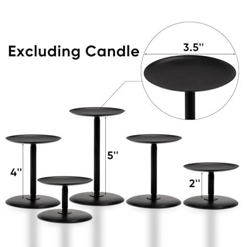 Homemory Christmas Fall Candle Holders for Pillar Candles Set of 5 (5, Black) - color: Black