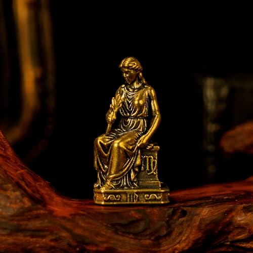 CHOVY Virgo – Virgo Maiden Brass Zodiac Sculpture – Elegant Handmade Retro Figurine, Solid Collectible Desk Decor, for Astrology Lovers - style: Virgo