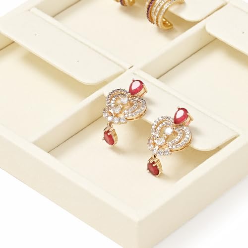 Oirlv Microfiber 4 Slots Jewelry Earring Display Tray Earring Display Organizer Tray(Beige) - color: 4 Earrings P13403