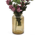 OFFIDIX Glass Vase,7.3 * 4.3in Vertical Line Geometric Faceted Design Flower Vase - color: Yellow