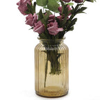 OFFIDIX Glass Vase,7.3 * 4.3in Vertical Line Geometric Faceted Design Flower Vase - color: Yellow
