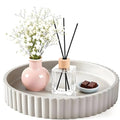 11" Round Fluted Concrete Decorative Tray, Gray Ribbed Modern Vanity Tray for Coffee Table, Bathroom Counter, Kitchen Island, Elegant Centerpiece for Home Decor, Bandeja Decorativa