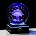 Qianwei 3D Crystal Ball Night Light - 3.14'' Mushroom Decor Glass Plants Lamp Figurines Statue for Room Decoration - style: Mushroom