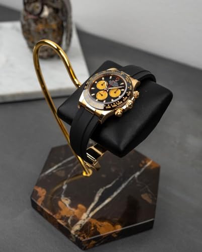 LYS&LYX Watch stand watch display stand watch holder watch Handcrafted watch holder (1-brown/glod/black) - color: brown/glod/black