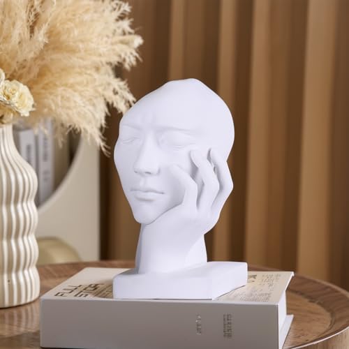 Unique Bookends for Shelves,Philosopher Book Ends Thinker Statue, Heavy Duty Book Shelves Decor, Modern Creative Office Company Bookends Ornament Decorations - color: White