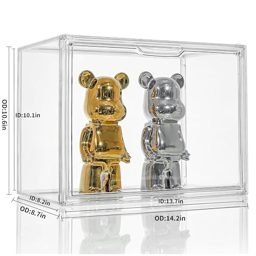 Attelite Clear Acrylic Display Case,Display Storage Box Countertop with Magnetic Door,Stackable Dustproof Protection Showcase for Action Figures,Collectibles - size: L-1Pack