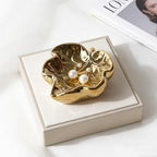 Jewelry Tray, Ceramic Leaves Jewelry Dish, Ring Holder Dish, Small Trinket Tray, Washable Key Bowl (1, Golden) - color: Golden