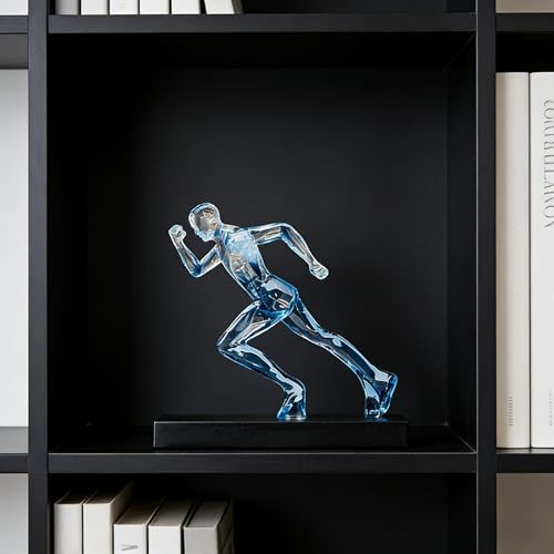 AWNR Handmade Gold Abstract Statue- Exquisite Resin Figurine for Modern Home Decor Living Room Shelf Office Decorations, Perfect for Bookshelf, Desk, and TV Stand Accents. (Transparent Blue) - color: Transparent Blue Runner