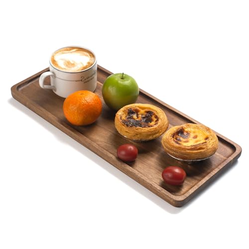Bathroom Vanity Tray, Bathroom Tray for Counter, Toilet Tank Tray, Wood Bathroom Tray for Organizing and Home Decor (13.8 x 6 x 0.8 inch) - size: 13.8" x 6" x 0.8"