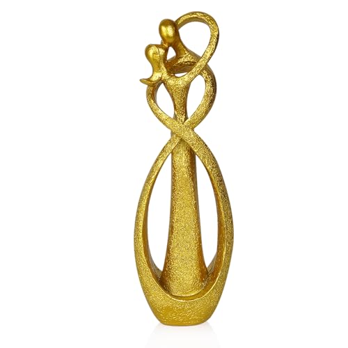 Trycooling Kissing Lovers Statue Abstract Sculpture Resin Statues for Home Decor Modern Home Office Desktop Shelf Bookshelf Decor (Gold, Small) - color: Gold, size: Small