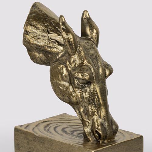Book Ends for Shelves, Horse Decorative Bookends for Heavy Books, Heavy Duty Book Ends with Anti-Slip Base Book Stopper for Shelves Books Home Office Decor (Gold) - color: Gold