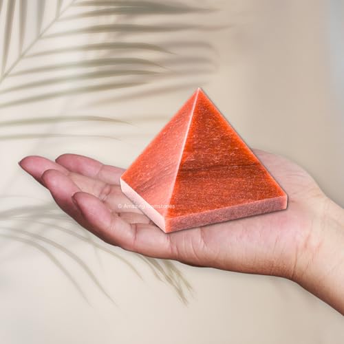 Amazing Gemstone Carrot Jasper Pyramid Crystal Healing Stones - 2" Great Pyramid Figurine of Natural Stone Pyramid for Meditation, Reiki, Chakra Balancing and Crystal Pyramids Grid - color: Carrot Jasper