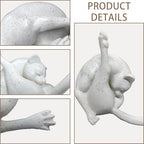 No Shame Cat Licking Butt Sculpture, Funny Cat Figurine Home Decor, Whimsical Kitty Ornaments Centerpiece, Artificial Resin Kitty Statues Decor Gifts for Cats Lovers, White Cat, 1 Piece