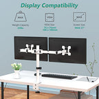 Mount Stand Fits 2 Screens up to 27 inch, 22 lbs. Weight Capacity per Arm (M002-W), White - color: White, size: Dual