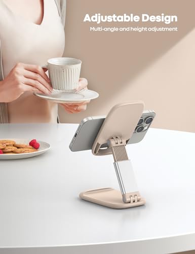 Lamicall Khaki Phone Holder for Desk - Cellphone Stand Khaki Desk Accessories Desktop Office Must Have Compatible Gifts for iPhone, 4-8'' Smartphone - color: Khaki